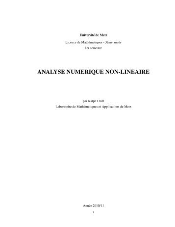 ANALYSE NUMERIQUE NON-LINEAIRE