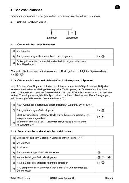 Bedienungsanleitung 82132 Code-Combi B Seite 1 ... - hdg - tresore