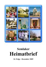 Semlaker Heimatbrief 24. Folge - Dezember 2005 - HOG Semlak