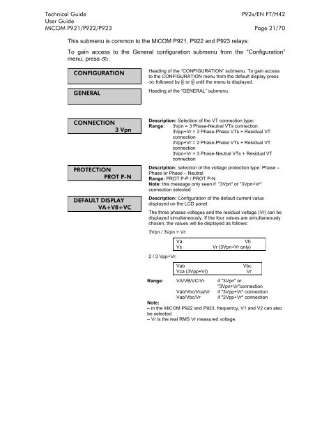 MiCOM P921/P922/P923 - Schneider - error