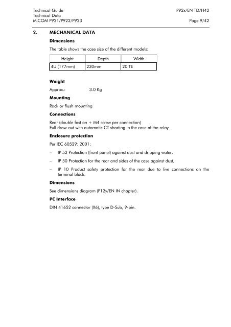 MiCOM P921/P922/P923 - Schneider - error