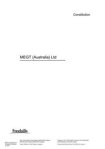 MEGT (Australia) Limited constitution AL