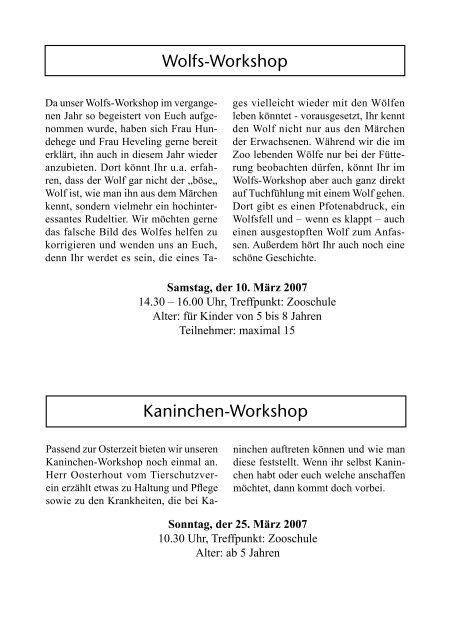 Ausgabe 1/07 Info-Journal des Zoo-Vereins - Zoo-Verein Münster