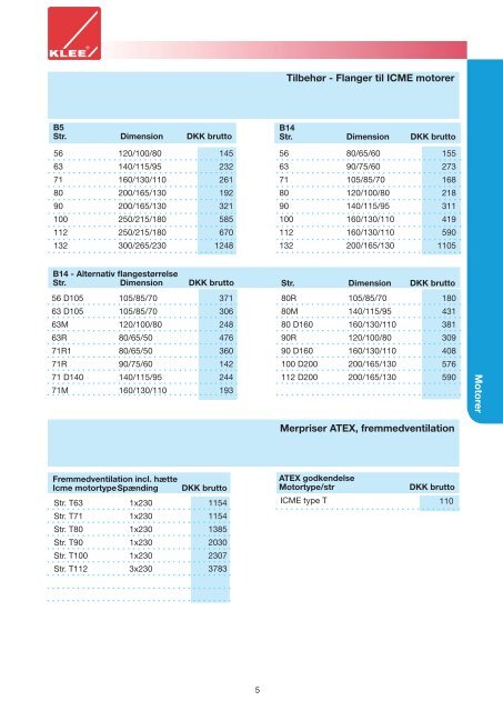 Prisliste ICME Motorer og tilbehÃ¸r - Brd. Klee A/S