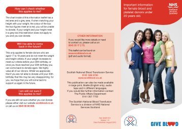 Information leaflet for female donors aged 17-19. - Scottish National ...