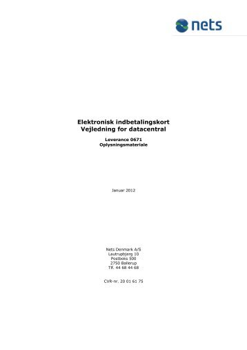 Elektronisk indbetalingskort Vejledning for datacentral - Nets