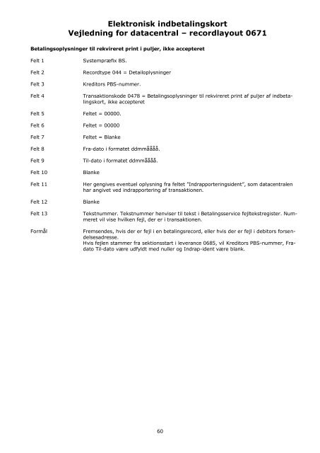 Elektronisk indbetalingskort Vejledning for datacentral - Nets