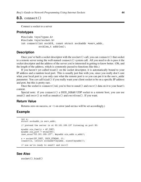 Beej's Guide to Network Programming Using Internet Sockets