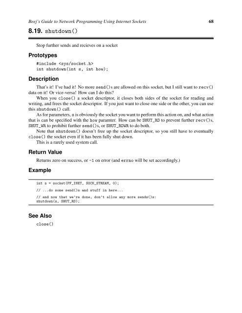 Beej's Guide to Network Programming Using Internet Sockets