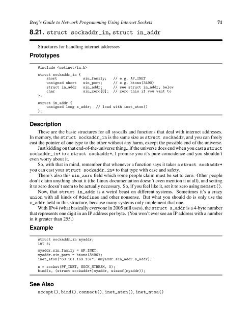 Beej's Guide to Network Programming Using Internet Sockets