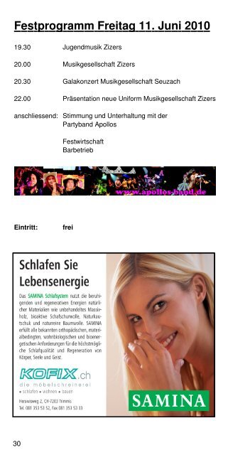 Festführer Homepage - Musikgesellschaft Zizers