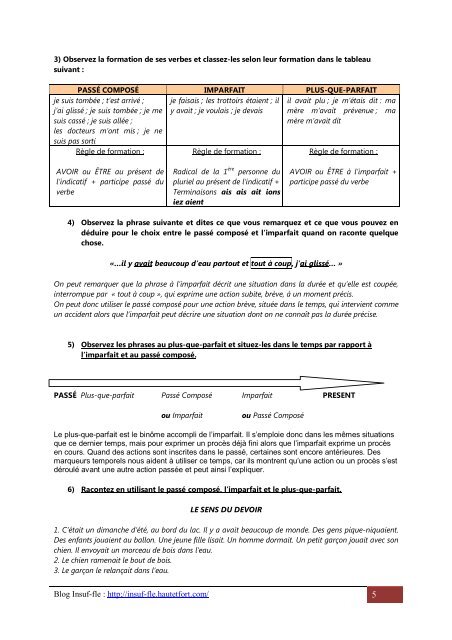 Fiche corrigÃ©e sur le rÃ©cit au passÃ© - Insuf-FLE...