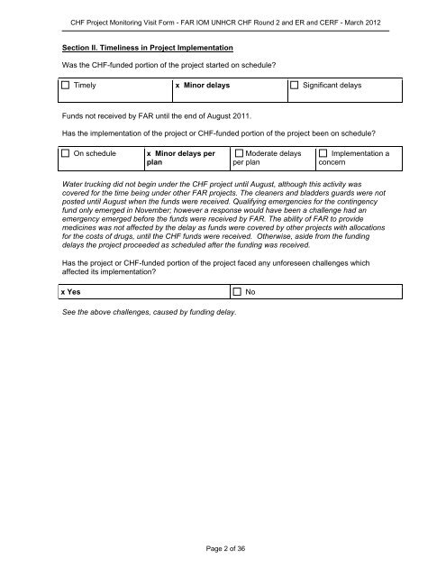 Sudan CHF Project Monitoring Visit Form - OCHANet