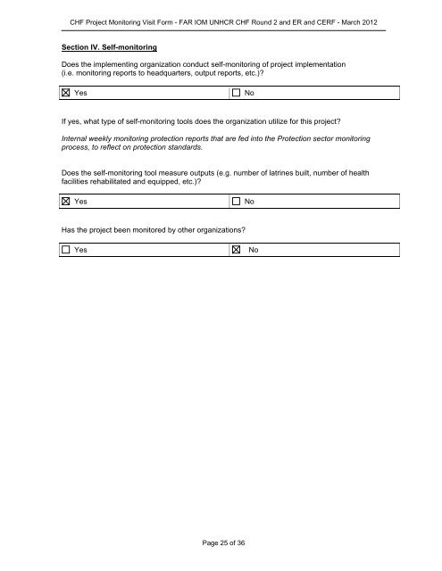 Sudan CHF Project Monitoring Visit Form - OCHANet