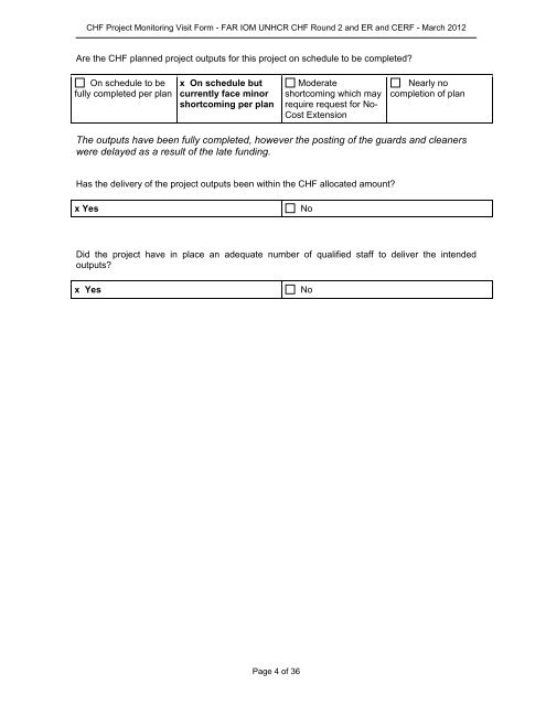 Sudan CHF Project Monitoring Visit Form - OCHANet