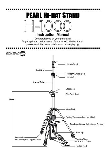 H-1000 Series Hi-Hats Stands Manual - Pearl Music Europe