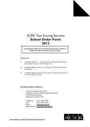 ACER Test Scoring Services School Order Form 2012