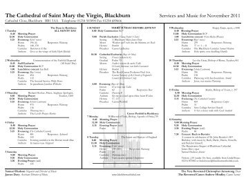 Music list 11.11 - Blackburn Cathedral