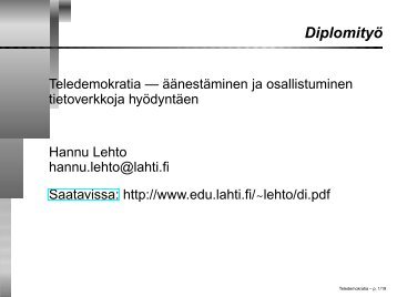 Diplomityöesitelmä - Lahti