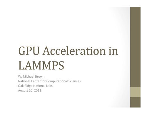 GPU Acceleration in LAMMPS