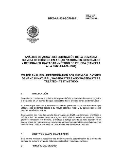 NMX-AA-030-SCFI-2001 ANÁLISIS DE AGUA ... - CONAGUA