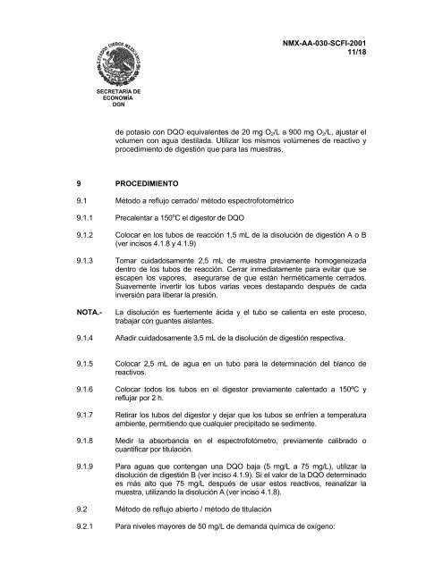 NMX-AA-030-SCFI-2001 ANÁLISIS DE AGUA ... - CONAGUA