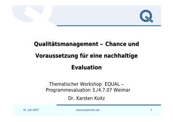 Dr. Karsten Koitz - evaluation-equal.de
