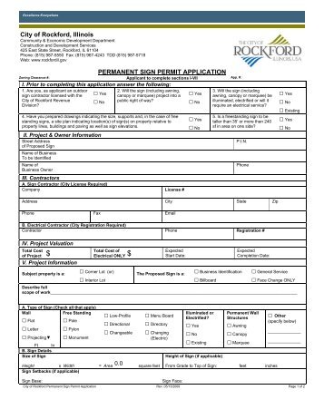 Permanent Sign Permit Application - the City of Rockford