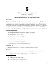 Summer Teen Counselor (STC) Job Description - Birmingham ...