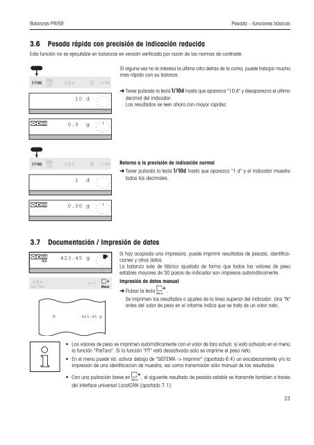 Instrucciones de manejo Balanzas PR/SR - METTLER TOLEDO