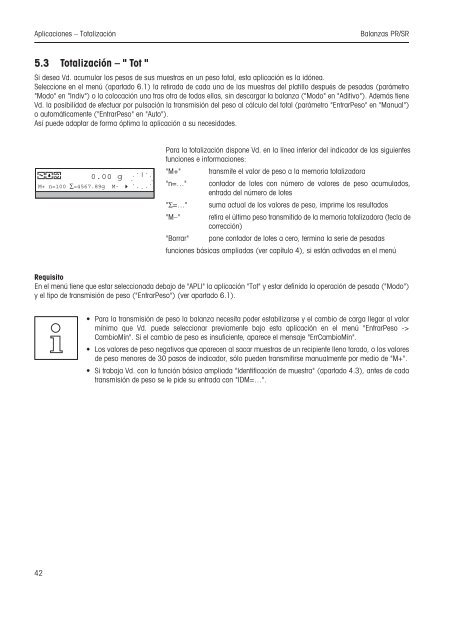 Instrucciones de manejo Balanzas PR/SR - METTLER TOLEDO