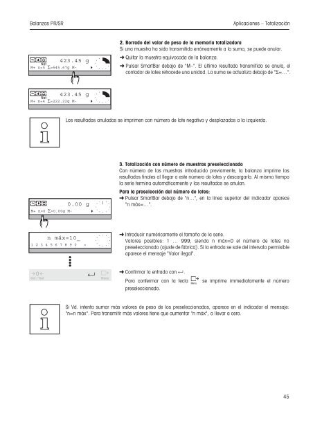 Instrucciones de manejo Balanzas PR/SR - METTLER TOLEDO