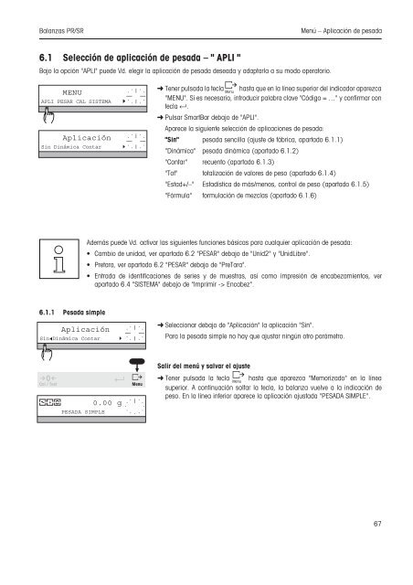 Instrucciones de manejo Balanzas PR/SR - METTLER TOLEDO