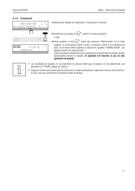 Instrucciones de manejo Balanzas PR/SR - METTLER TOLEDO