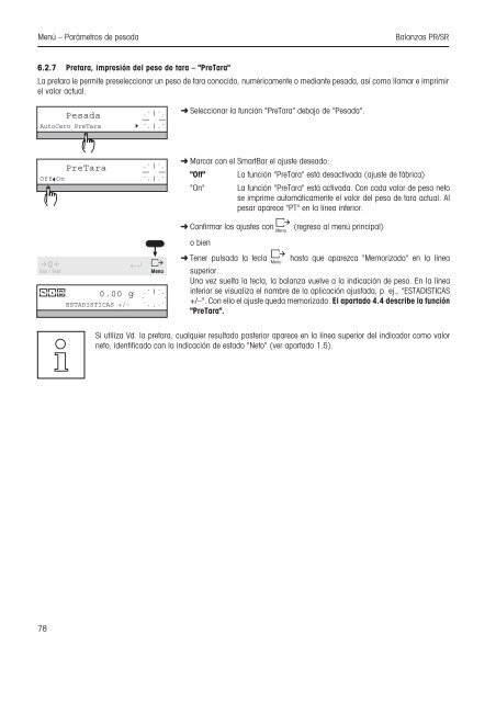 Instrucciones de manejo Balanzas PR/SR - METTLER TOLEDO