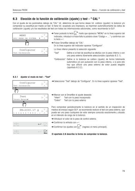 Instrucciones de manejo Balanzas PR/SR - METTLER TOLEDO