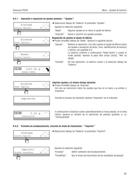 Instrucciones de manejo Balanzas PR/SR - METTLER TOLEDO