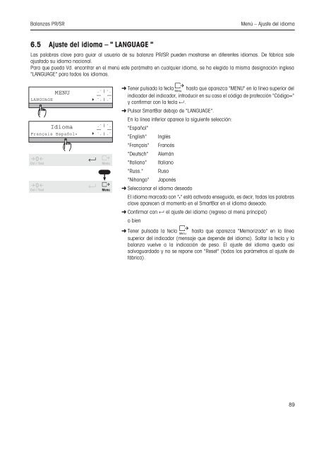 Instrucciones de manejo Balanzas PR/SR - METTLER TOLEDO