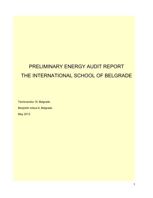 Energy Audit Report - the International School of Belgrade