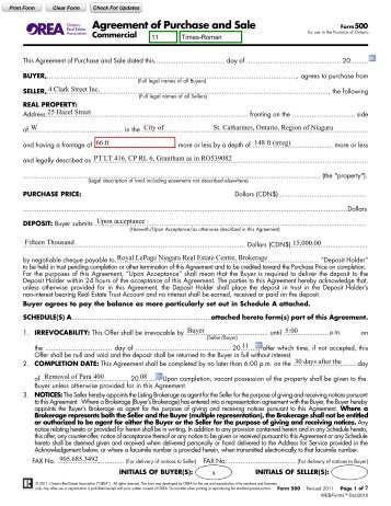 OREA Form 500 - Royal LePage Home Page