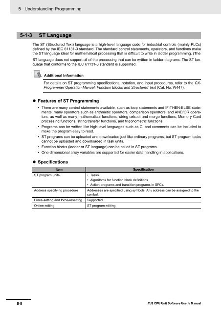 CJ2 CPU Unit Software User's Manual - CIP ETI