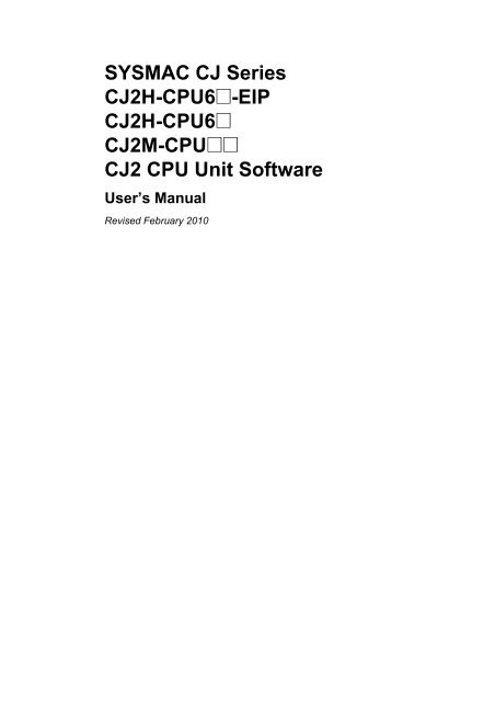 CJ2 CPU Unit Software User's Manual - CIP ETI