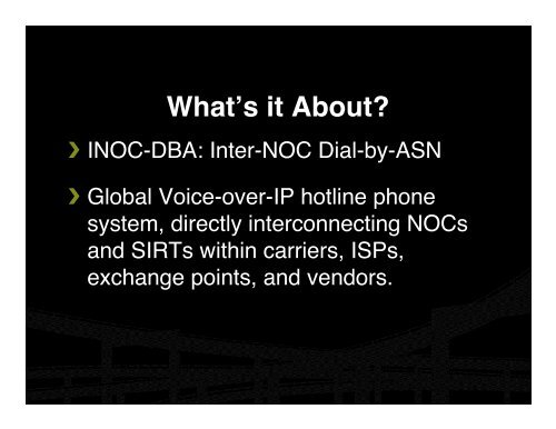 INOC-DBA: Hotline Phone System