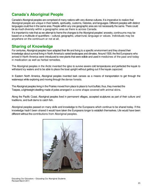 Educating Our Educators Guide for Staff - Algoma District School ...