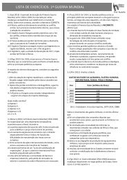 LISTA DE EXERCÃCIOS: 1Âª GUERRA MUNDIAL