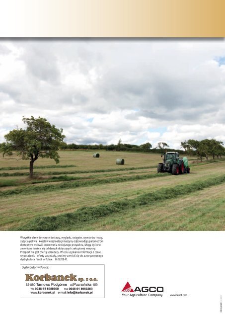 Prospekt prasy zwijajÄce FENDT seria 2250F