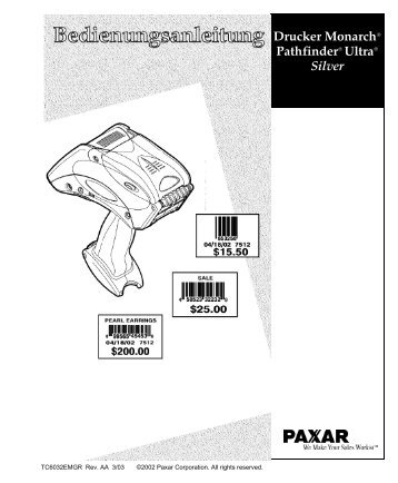Bedienungsanleitung Pathfinder Ultra Silver 6032 Paxar ... - Gomaro