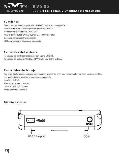 USB 3.0 EXTERNAL 2.5'' HDD/SSD ENCLOSURE - SilverStone