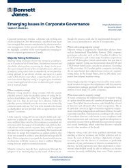 Emerging Issues in Corporate Governance - Bennett Jones