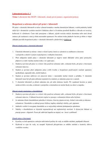 BezpeÄnost a ochrana zdravÃ­ pÅi prÃ¡ci v laboratoÅi - Chemie na GJO